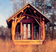 Front view of east coast log cabin.